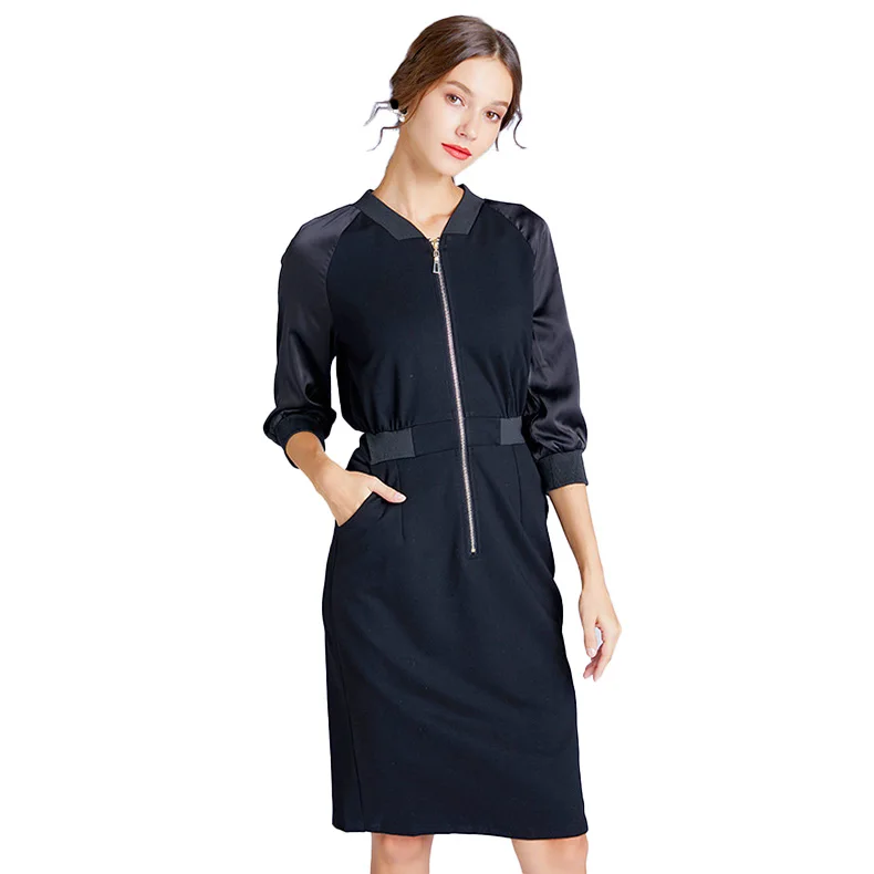 

2021 Black Midi Dress for Women Female Clothing Office Lady Party Long Sleeve Elegant Fashion New Formal Dresses Winter Spring