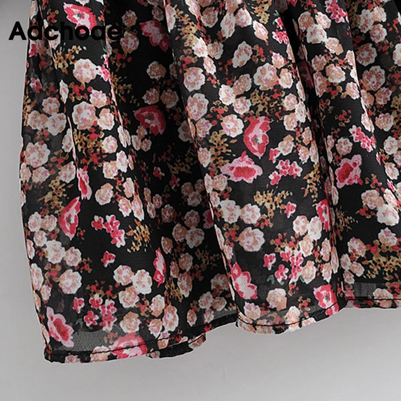 

Aachoae Boho Style Floral Print Pleated Dress Long Sleeve Women Mini Dress O Neck Loose Ladies Dresses Beach Sundress Ropa Mujer