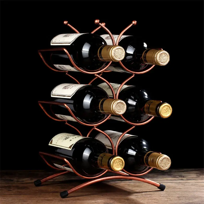 european style 6 bottle wine rack metal freestanding kitchen storage stand wine cabinet grape wine shelf display bar free global shipping