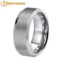 8mm tungsten carbide engagement rings for men women wedding band classic jewelry beveled edges brushed finish comfort fit