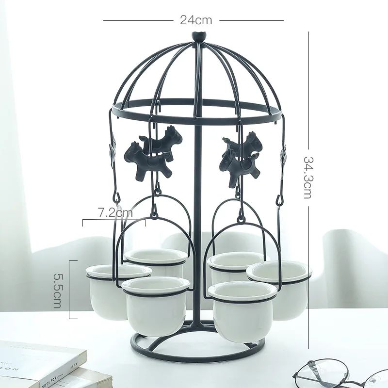 

Creative simple carousel iron ceramic fleshy flowerpot reinforced and thickened material Nordic combination flowerpot ir