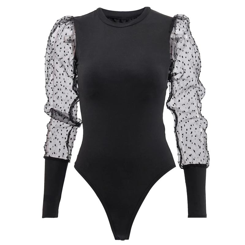 Сексуальный Однотонный женский комбинезон из прозрачной сетки с длинными