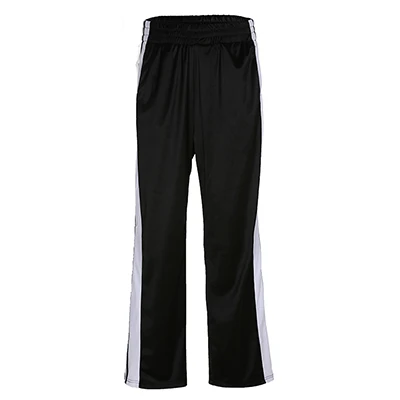 Rapwriter Streetwear Panelled Side Striped Button Straight Pant Women Stretch High Waist Trousers Long Pant Capris Pocket - Цвет: Black Pant
