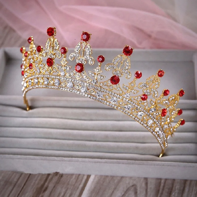 Серебристо золотые Цвет с украшением в виде кристаллов принцессы диадема