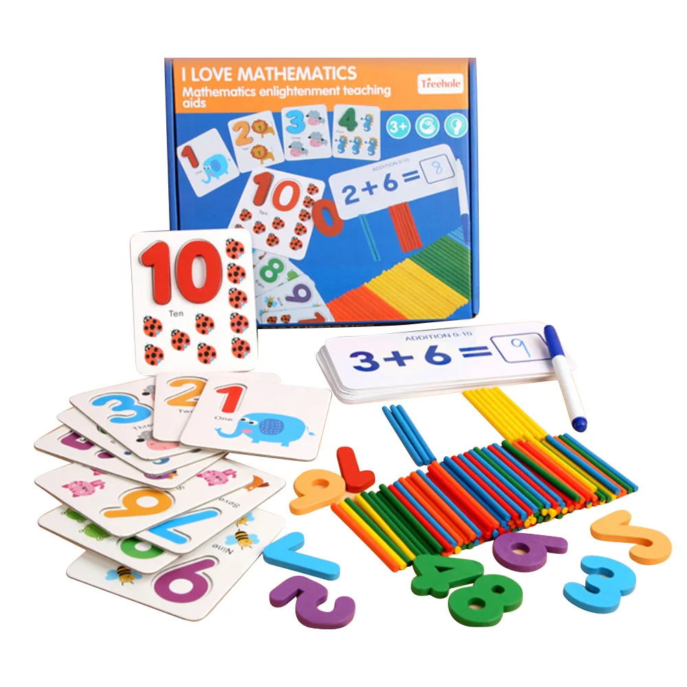 

2020 New Early Digital Pairing Operation Toys Wooden Counting Stick Animal Puzzle Montessori Education Mathematics Math Toys