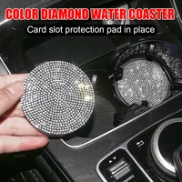 2pcs diamond car coaster water cup slot non slip mat silica gel pad cup holder mat car gadget bling car interior accessories