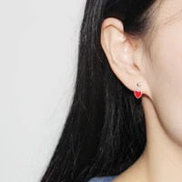 925 sterling silver earrings red love peach heart silver earrings for women simple temperament ear studs mini eardrop jewelry