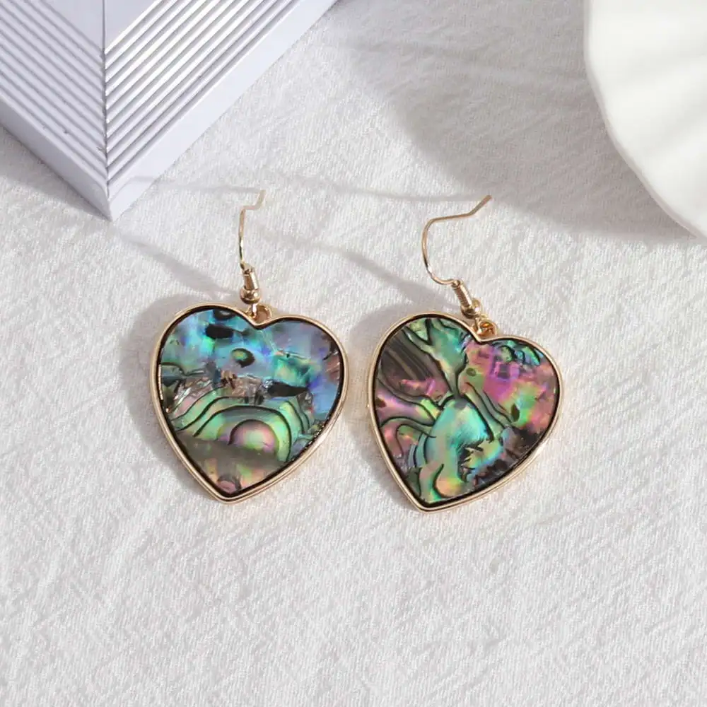 

E7593 ZWPON Pretty Love Heart Abalone Earrings for Women 2020 New PU Leather Leopard Heart Earrings Jewelry Wholesale Trendy