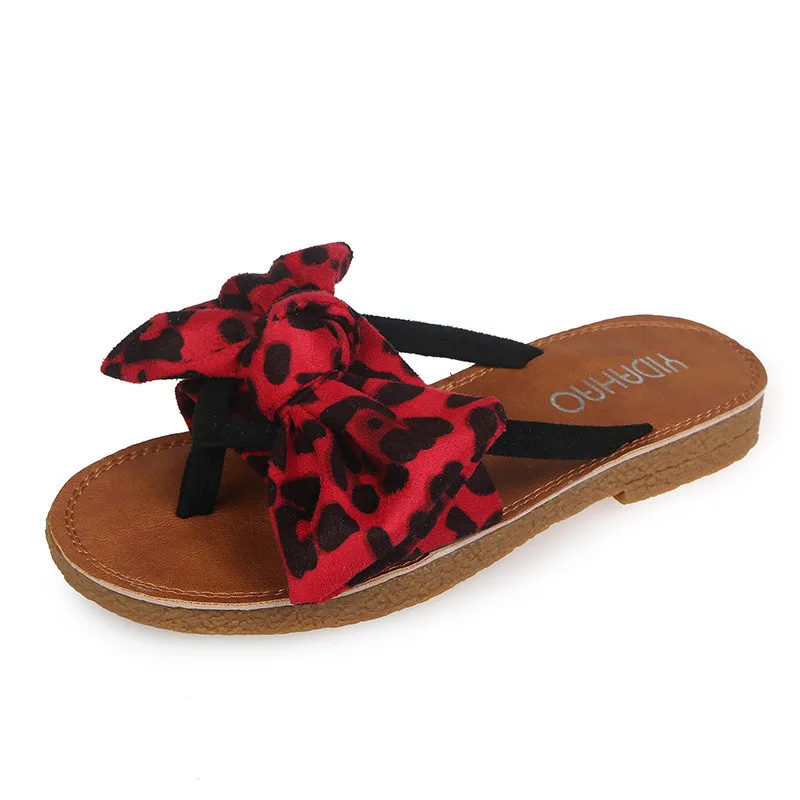 SAGACE 2020 Leopard Print Slippers Women Summer Beach Casual Shoes Retro Ladies Slipper Sexy Bowknot Design Flat Sandals | Спорт и