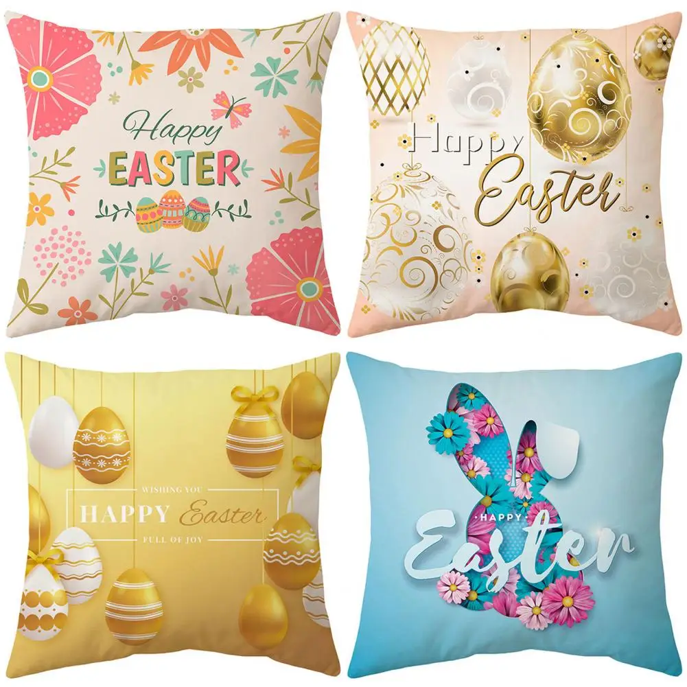 

45cm x 45cm Fashion Color Easter Series Print Pillow Case Sofa Cushion Office Gift Sofa Bedding Office Supplies Pillowcase