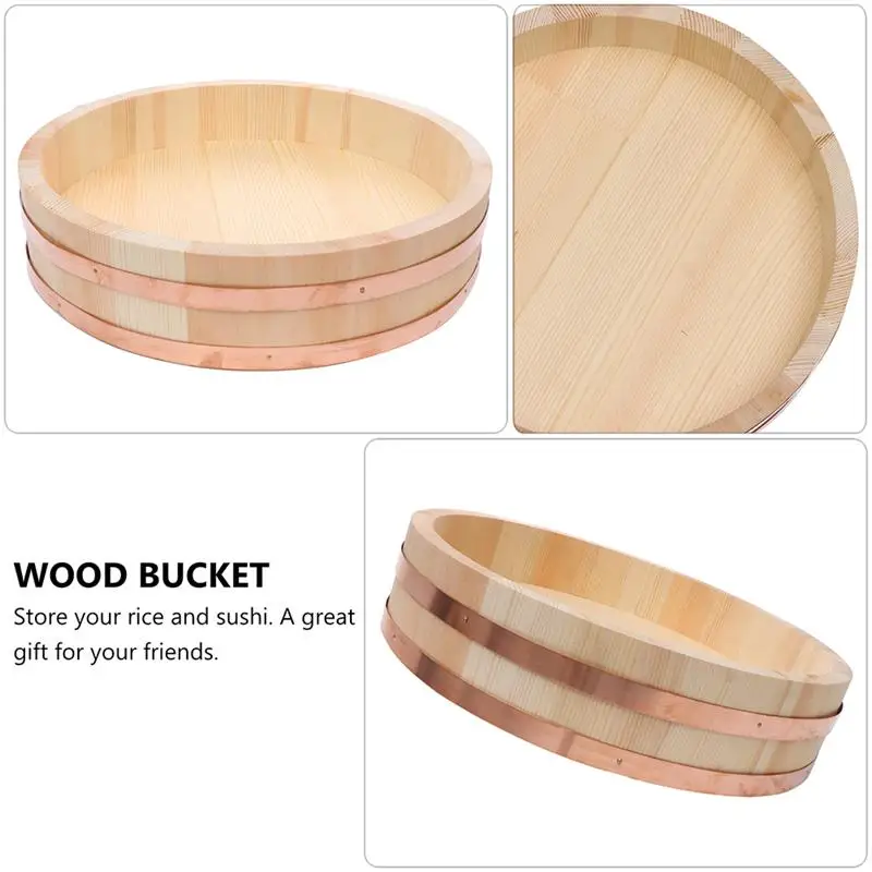 

Wooden Sushi Rice Mixing Bowl Practical Bibimbap Tub (Assorted Color)
