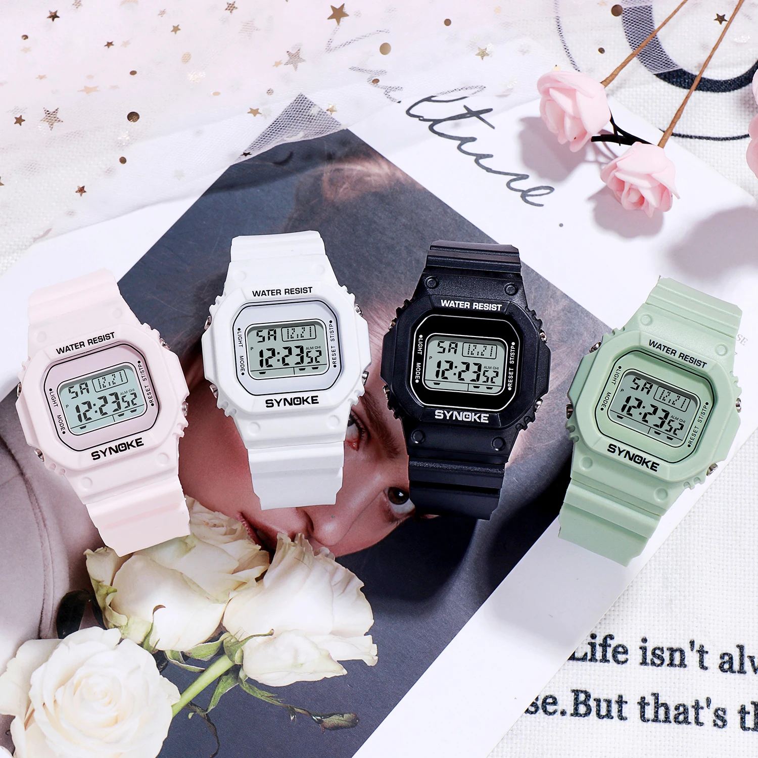 

SYNOKE Women's Sport Watch 2020 Brand Luxury Waterproof Square Electronic Clock Women LED Digital Watches Unisex relogio feminin