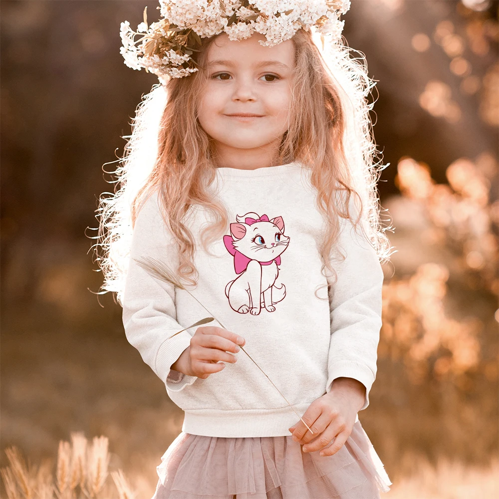 

The Aristocats Print Hoodie So Cute Marie Cat Toddler Girl Clothes Pullover Autumn Ourdoor Casual Children Coat Sweatshirt