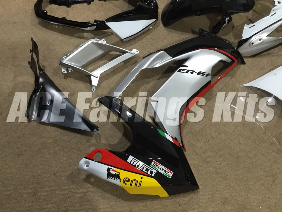 Легко Установка ABS Обтекатели комплект подходит для Kawasaki Ninja 650R ER-6F для детей возрастом 12, 13, 14, 15, 16 650 ER6F 2012 2013, серебристый, красный цвета