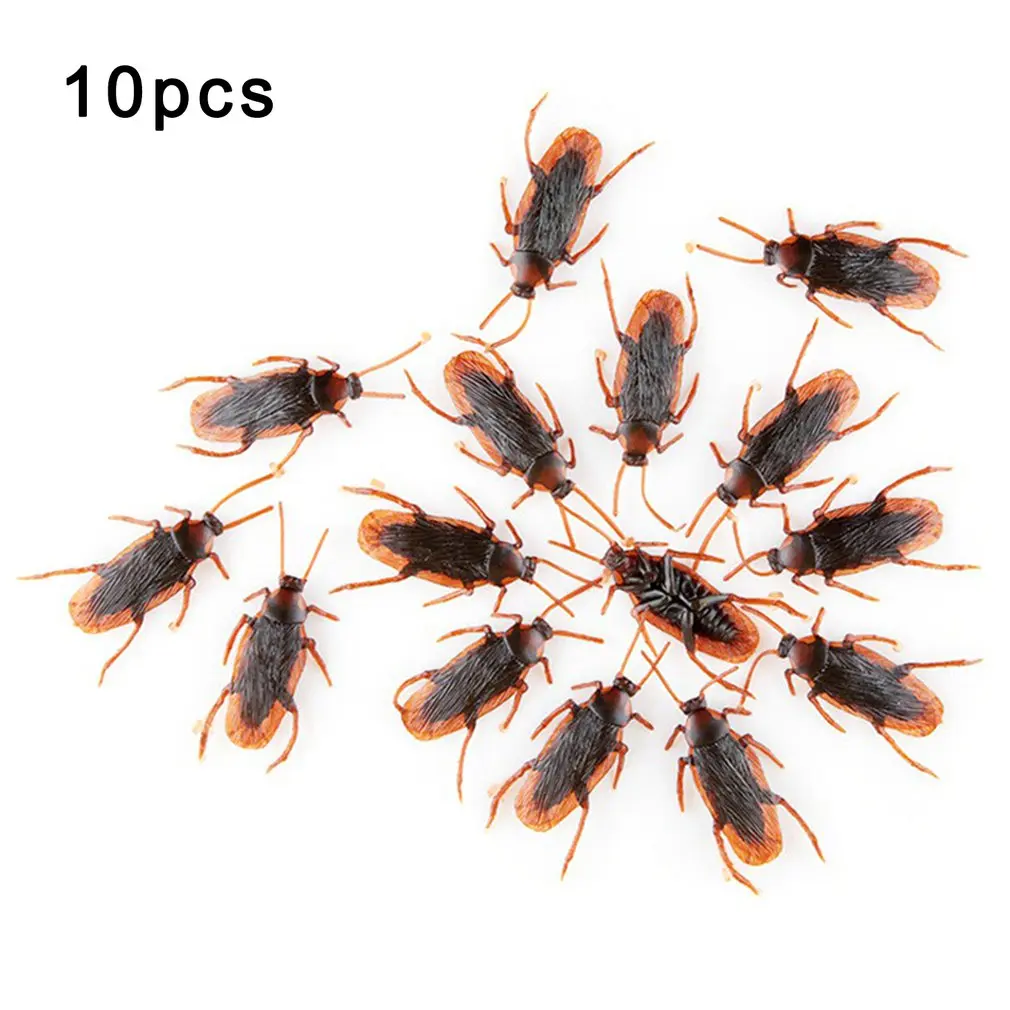 

10pcs/lot Special Lifelike Model Simulation Fake Rubber Cock Cockroach Roach Bug Roaches Toy Prank Funny Trick Joke Toys