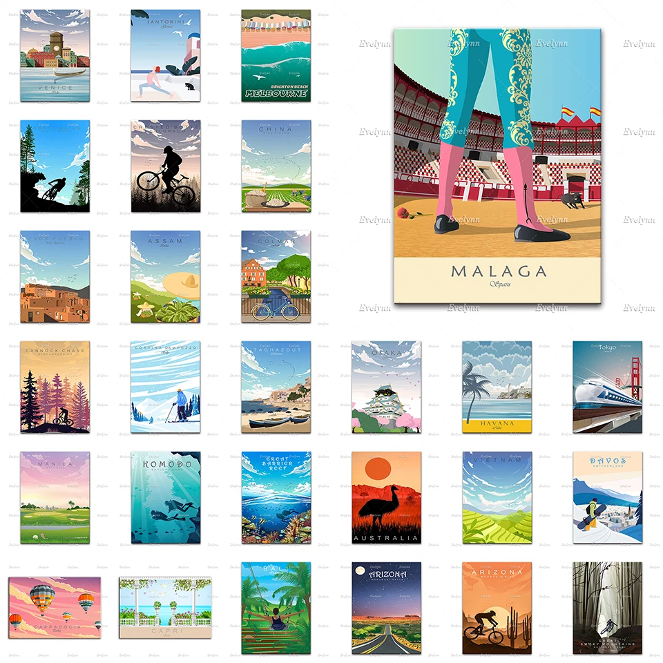 

Travel Poster,Bali Indonesia Cappadocia Turkey Morocco Capri Australia Assam Japan Greece Living Room Decor Canva Wall Art Print