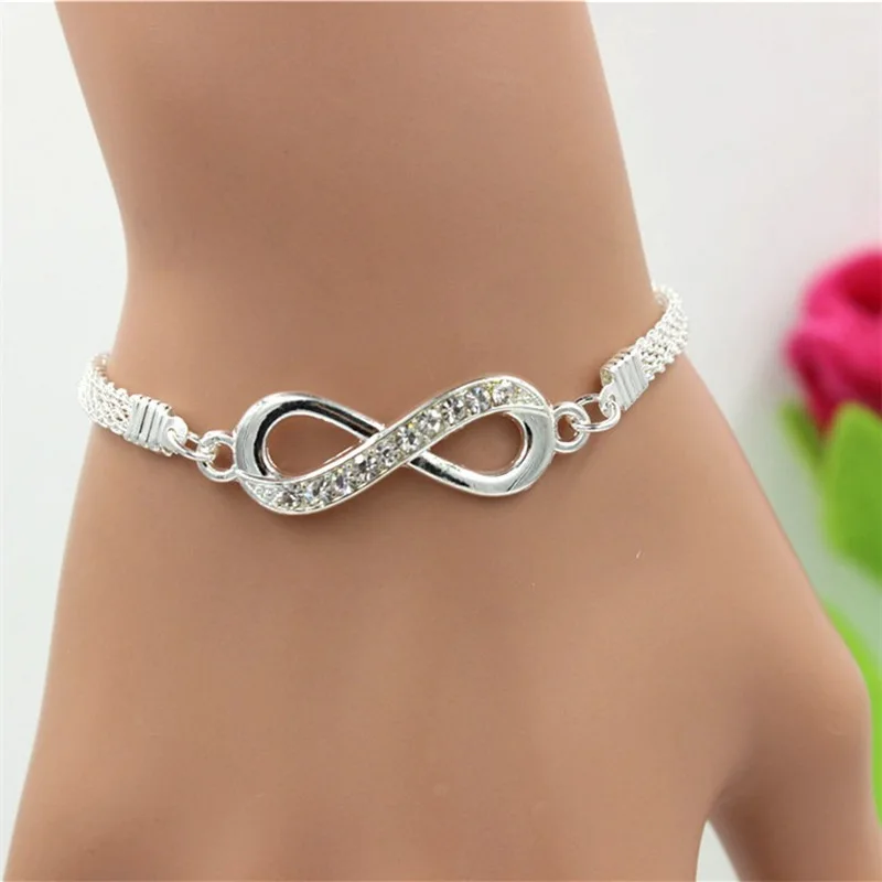 

Rhinestone Infinity Bracelet for Women Men Lucky 8 Word Bracelet Jewelry Pulsera Infinito Hand Chain