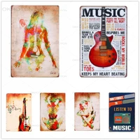 vintage music and guitar lovely gift metal tin signs wall decor art posters bar retro plaques painting home decor 20x30cm