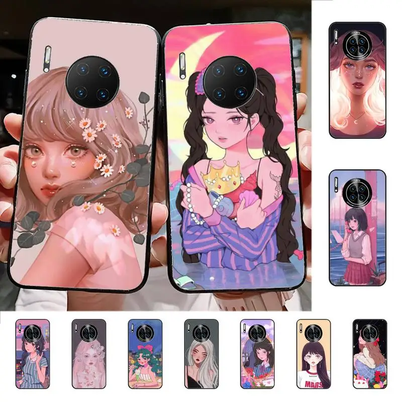 

Kawaii Japanese Anime illustration Girl Phone Case for Huawei Mate 20 10 9 40 30 lite pro X Nova 2 3i 7se