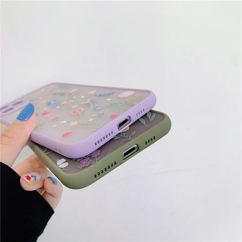 

Luxury Cute Flower Case For iPhone 11 Pro Max X XR XS Max 7 8 Plus SE2020 12 Mini Bumper Matte Phone Back Cover Coque Funda