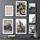 Настенная Картина на холсте модная классическая мотоциклетная девушка рыцарь скандинавские плакаты и принты настенные картины для декора гостиной