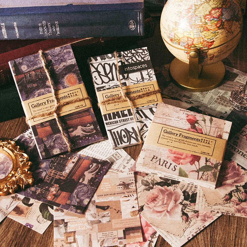 

60pcs/pack Retro Art Gallery Vintage Paper for Junk Journal Dairy DIY Scrapbooking Album Decoration Paper Material paper