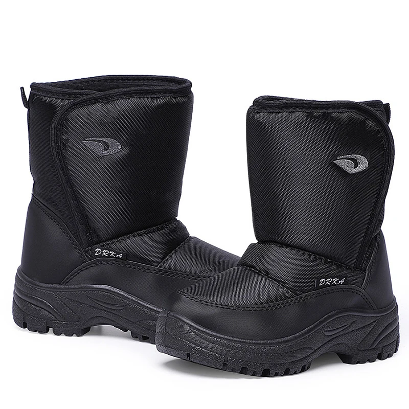 Мужские Ботильоны размера плюс 45-46 Зимние непромокаемые ботинки на танкетке с