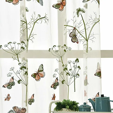 Вышитые оконные шторы с бабочками и цветочной отделкой занавески на заказ для