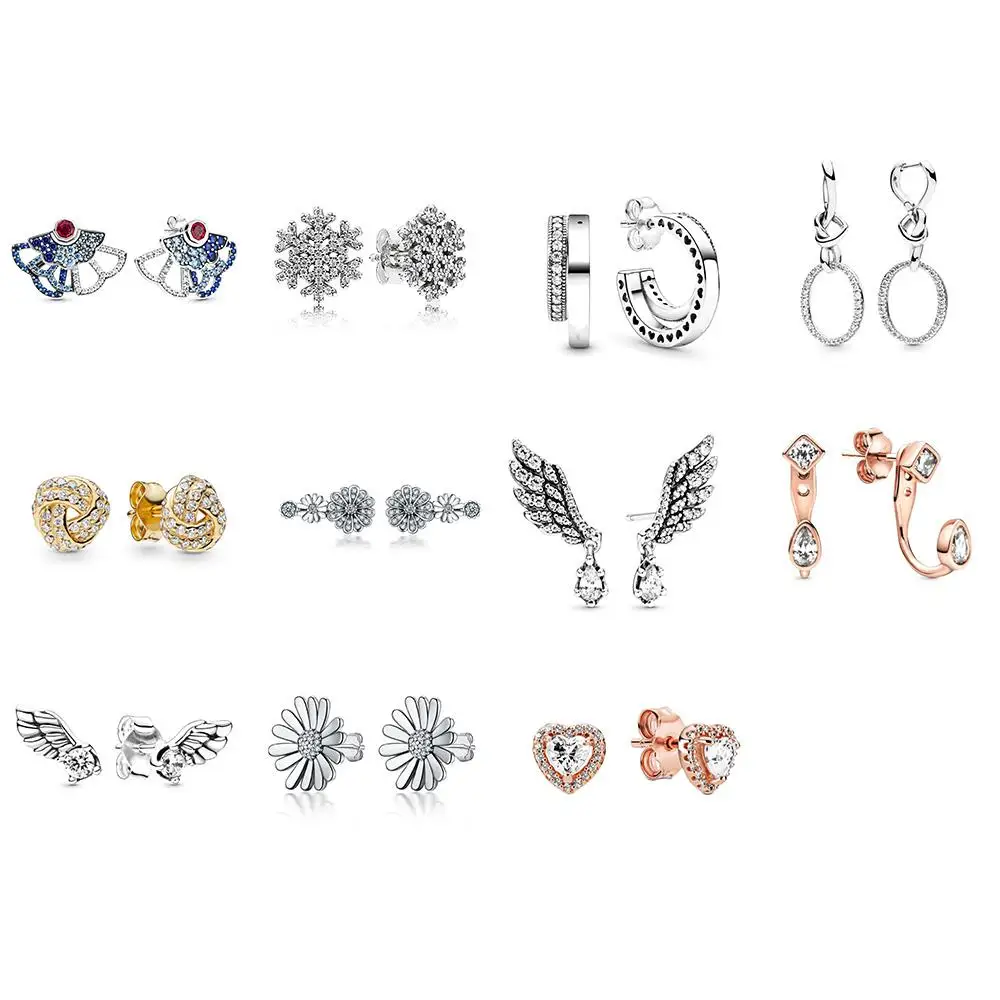 

925 Sterling Silver Earrings Diy Butterfly Snowflake Angel Wings Chrysanthemum Flower Earring For Women Party Jewelry Gift