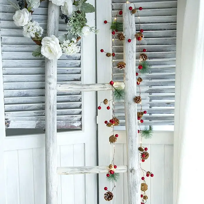 2 м 20 светодиодов шишки сосновая игла красная ягода медная проволока светильник