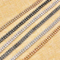 5pcslot 3mm 2 rows3 rows crystal clear stones hot fix rhinestone mesh trimming aluminium base tape banding diy garment bags