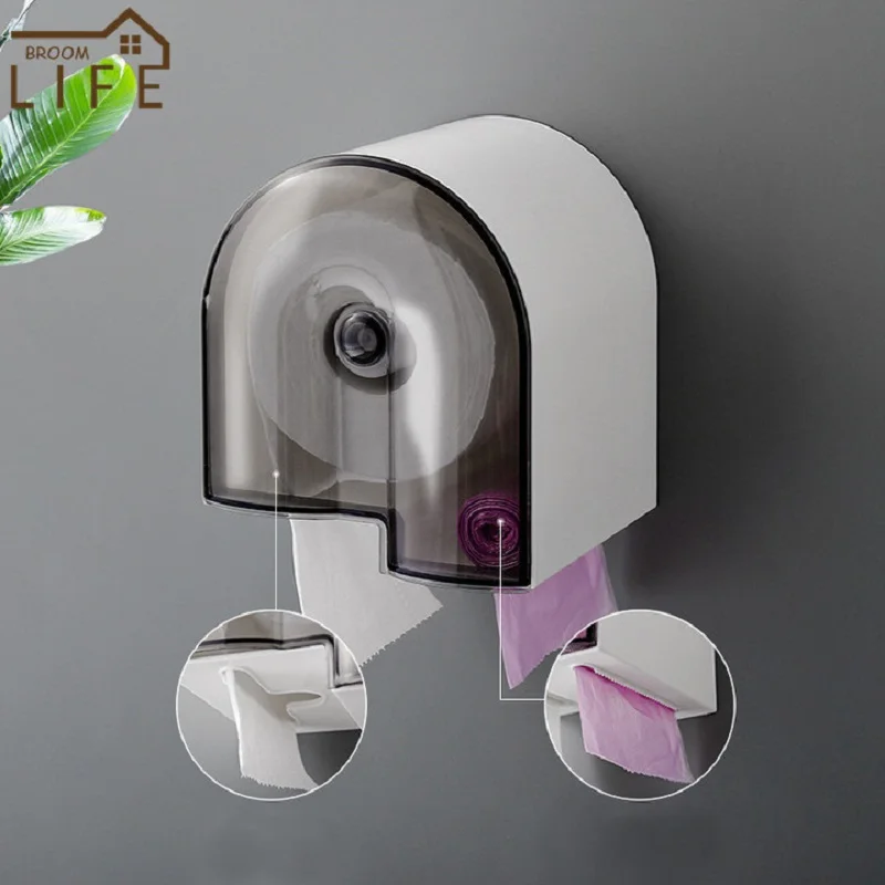 

Plastic Toilet Paper Box Waterproof Bathroom Roll Paper Holder Garbage Bag Storage WC Tissue Box Floating Bathroom Accessories