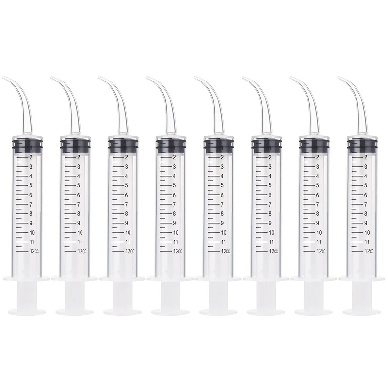 

6 Pack Disposable Dental Syringe 12ml with Curved Tip Dental Irrigation Syringe forTonsil Stones Squirt Liquid Injection, Glue