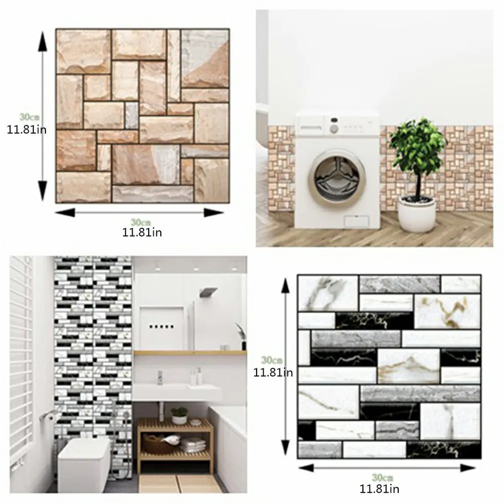 

Home Decor 3D PVC Wood Grain Wall Stickers Paper Brick Stone wallpaper Rustic Effect Self-adhesive Home Decor Sticker Room