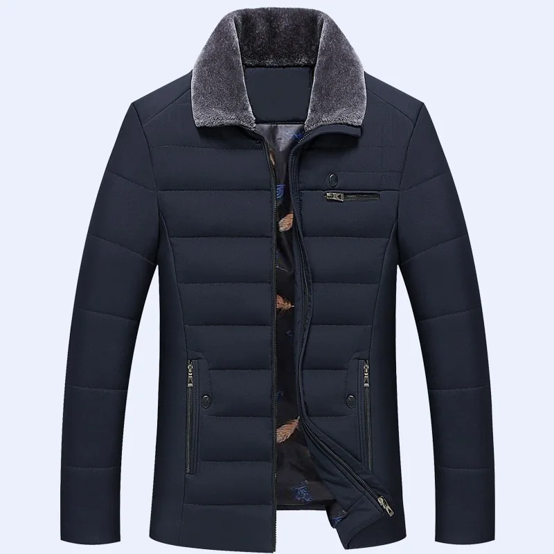 Navy blue Мужская куртка, пальто, зимние утепленные парки, брендовая теплая верхняя одежда, мужская хлопковая стеганая куртка, ветровка, мужская одежда - Цвет: Navy blue