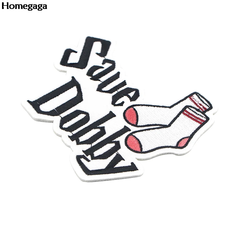Homegaga мультфильм Saue Добби вышитые патчи смешные носки накладные наклейки