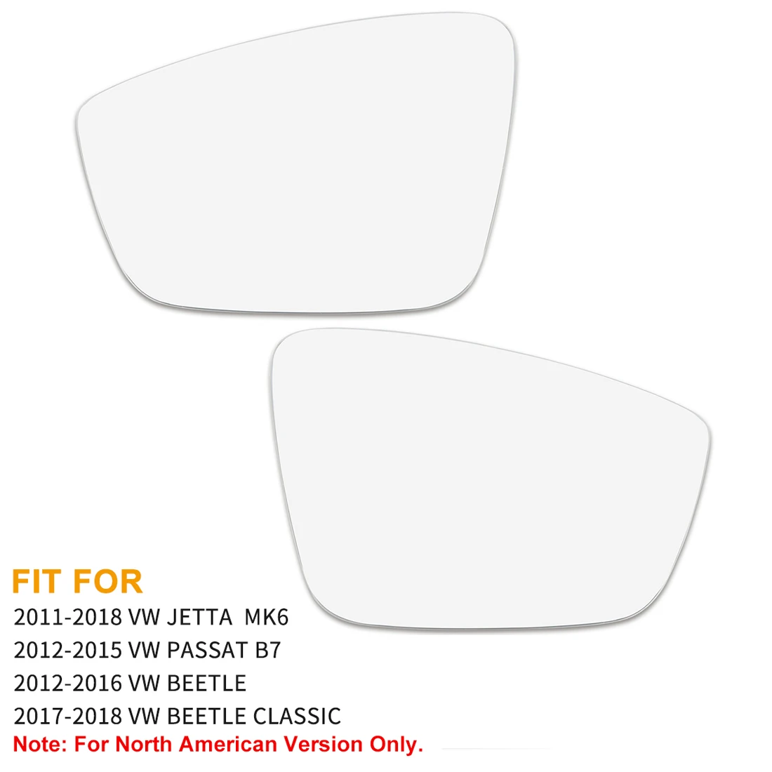 

X Autohaux Mirror Glass Heated With Backing Plate Side Right Side Rear View Mirror Glass for VW JETTA BEETLE PASSAT 2011-2018