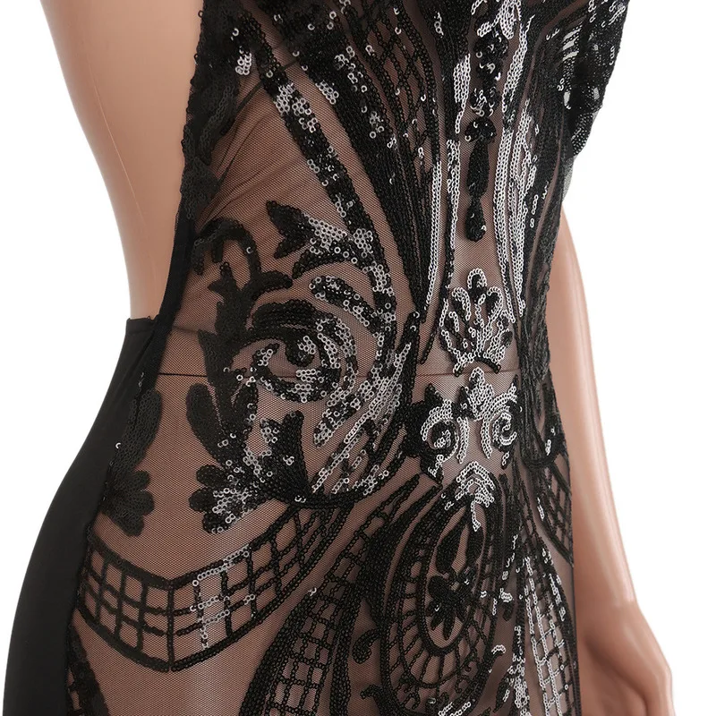 

U-SWEAR Summer Sexy Blue Sequins Dress Backless Sleeveless Bodycon Halter Club Party Dresses 2020 Vestidos De Fiesta