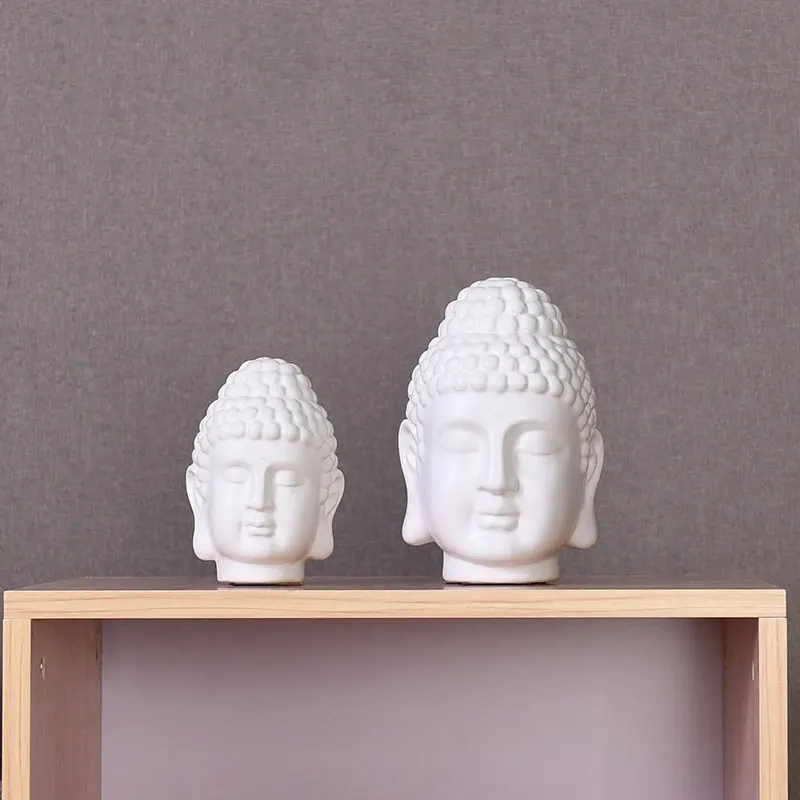 Статуэтка с головой Будды ручная работа керамическая статуэтка матовая керамика