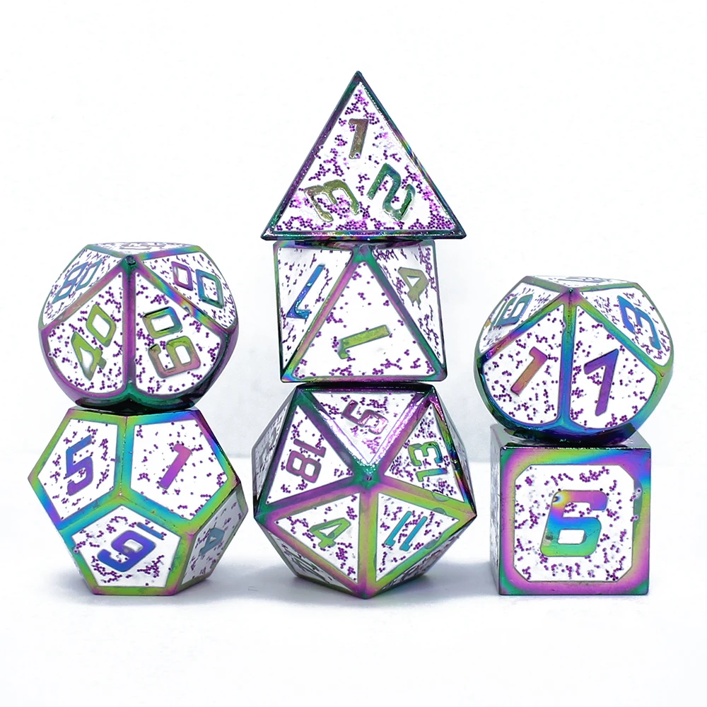 

Набор игральных костей dnd, металлические игральные кости 7 шт. с чехлом для игральных костей, ролевых игр, настольных игр MTG, D4, D6, D8, D10, D12, D20, мн...