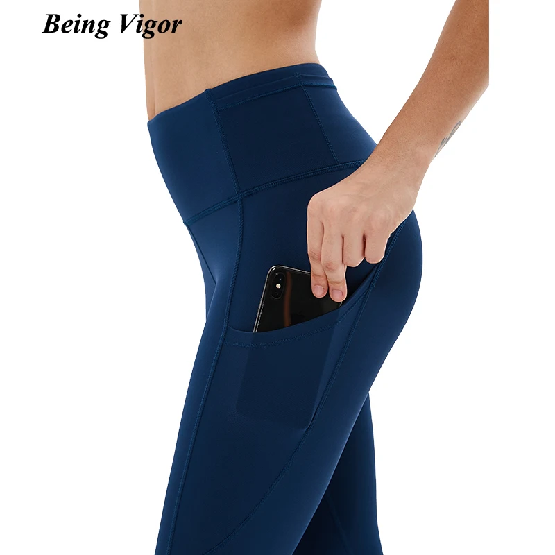 

Being Vigor Women Tights Sports Gym Leggings With Pockets Lady Sweat Wicking Yoga Pants Pantalones De Mujer