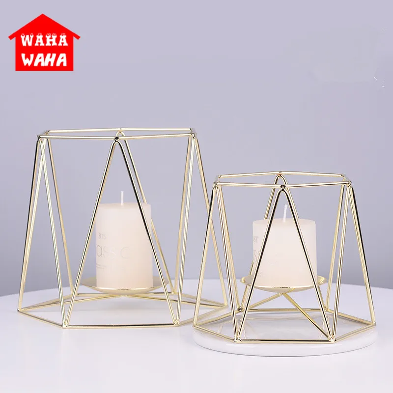 Скандинавский Золотой подсвечник из кованого железа розового золота