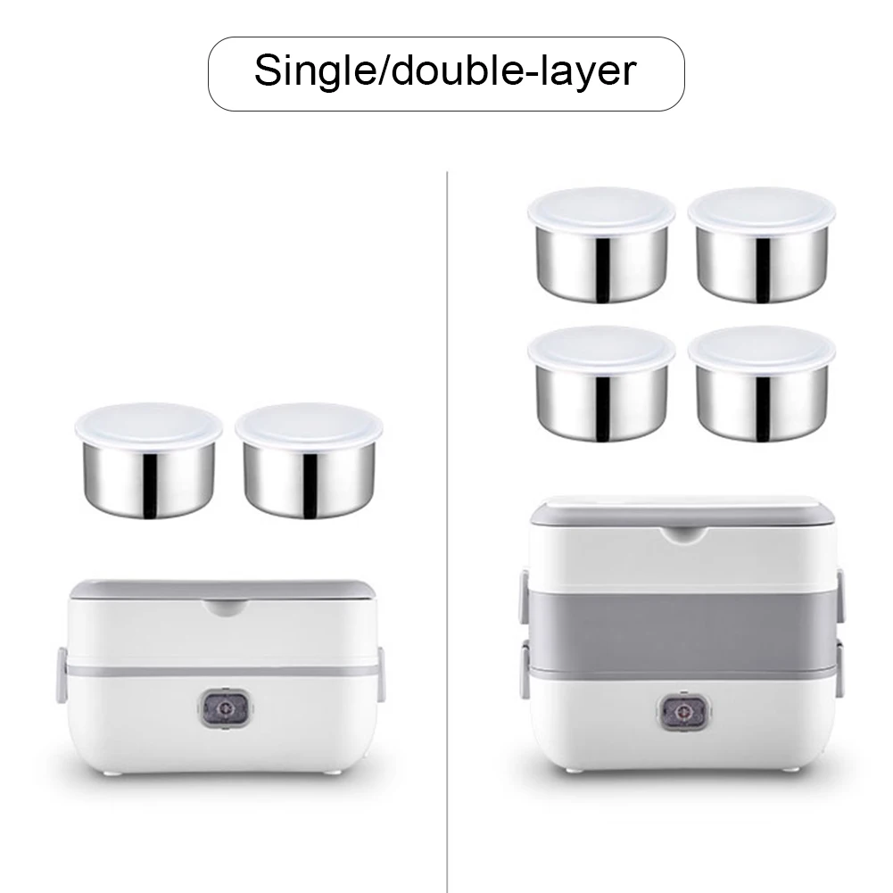 

Electric Cooking Lunch Box Rice Cooker 2/4 Stainless Steel Liners Steaming Food Warmer Container Portable Bento Box for Office