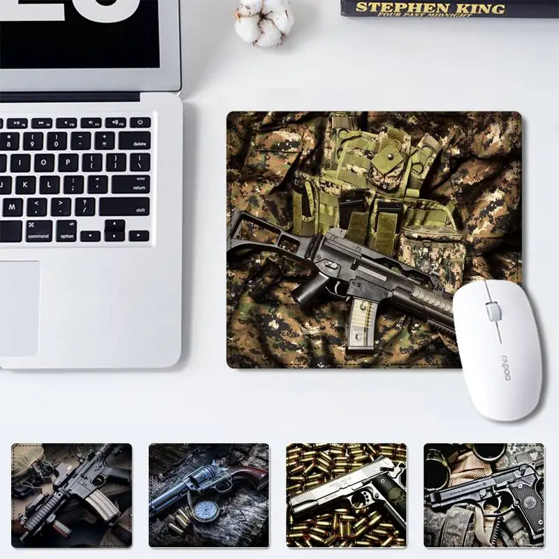 

Designer Pistol revolver Gun Bullet Army office Mat mouse non-slip pad player pad small size rubber Gaming mouse Pad office Mat