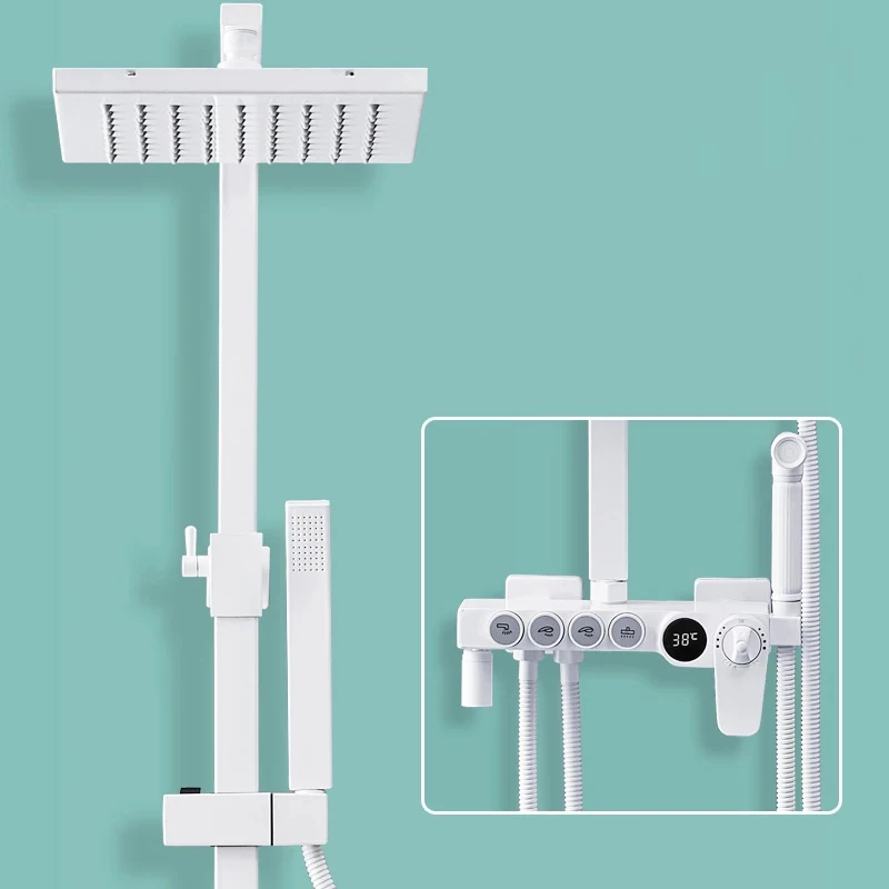 Смеситель для душа с термостатом и цифровым дисплеем белый кран потоком воды