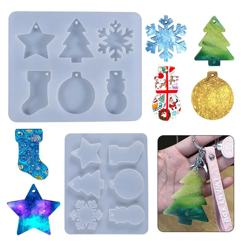 

Christmas Ornament Resin Molds DIY Christmas Silicone Molds for Epoxy Resin Christmas Tree Star Snowflake Resin Casting Molds