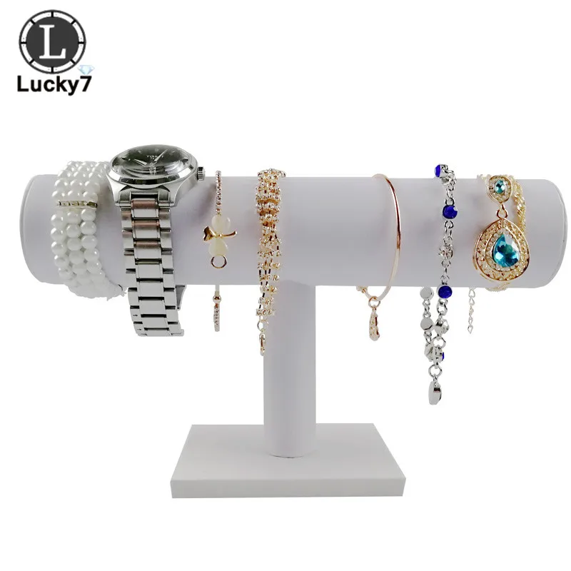 Стойка T Bar из белой искусственной кожи для браслетов цепочек часов стеллаж