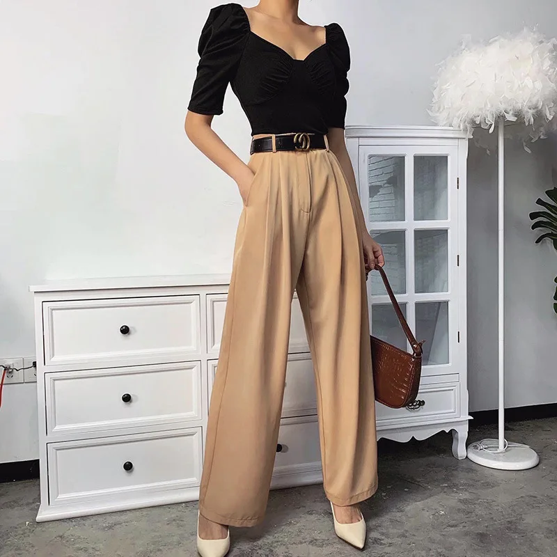 Повседневные спортивные штаны джоггеры с высокой талией плиссированные