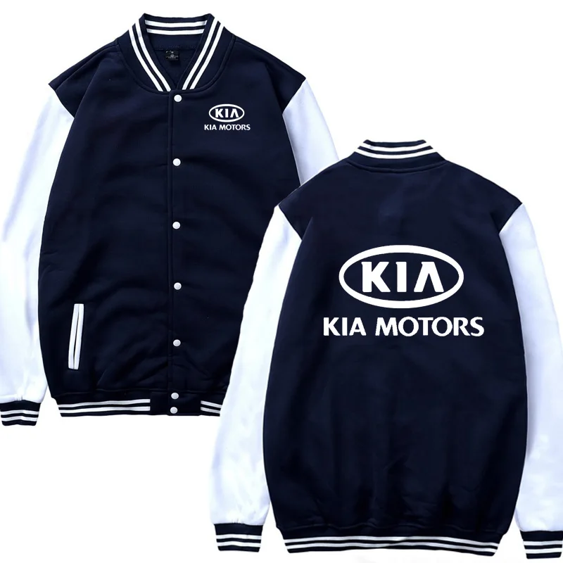 

Новая мужская бейсбольная куртка KIA с логотипом автомобиля, Повседневная Теплая Толстовка Harajuku, мужская бейсбольная форма, приталенная оде...