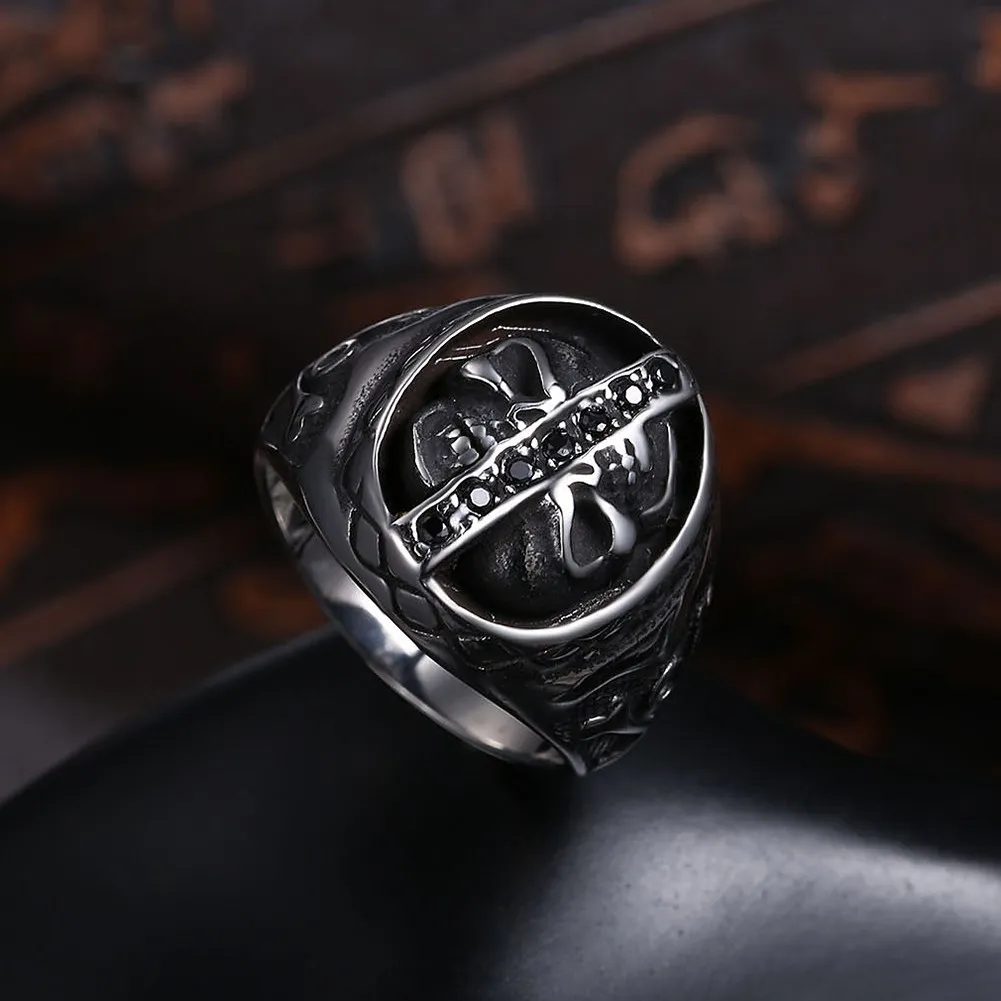 

GOMAYA Hollow Out Skull Shape Rings For Men Stainless Steel Black Punk Style Unisex Fashion Jewelry Party Birthday Gift On Sale